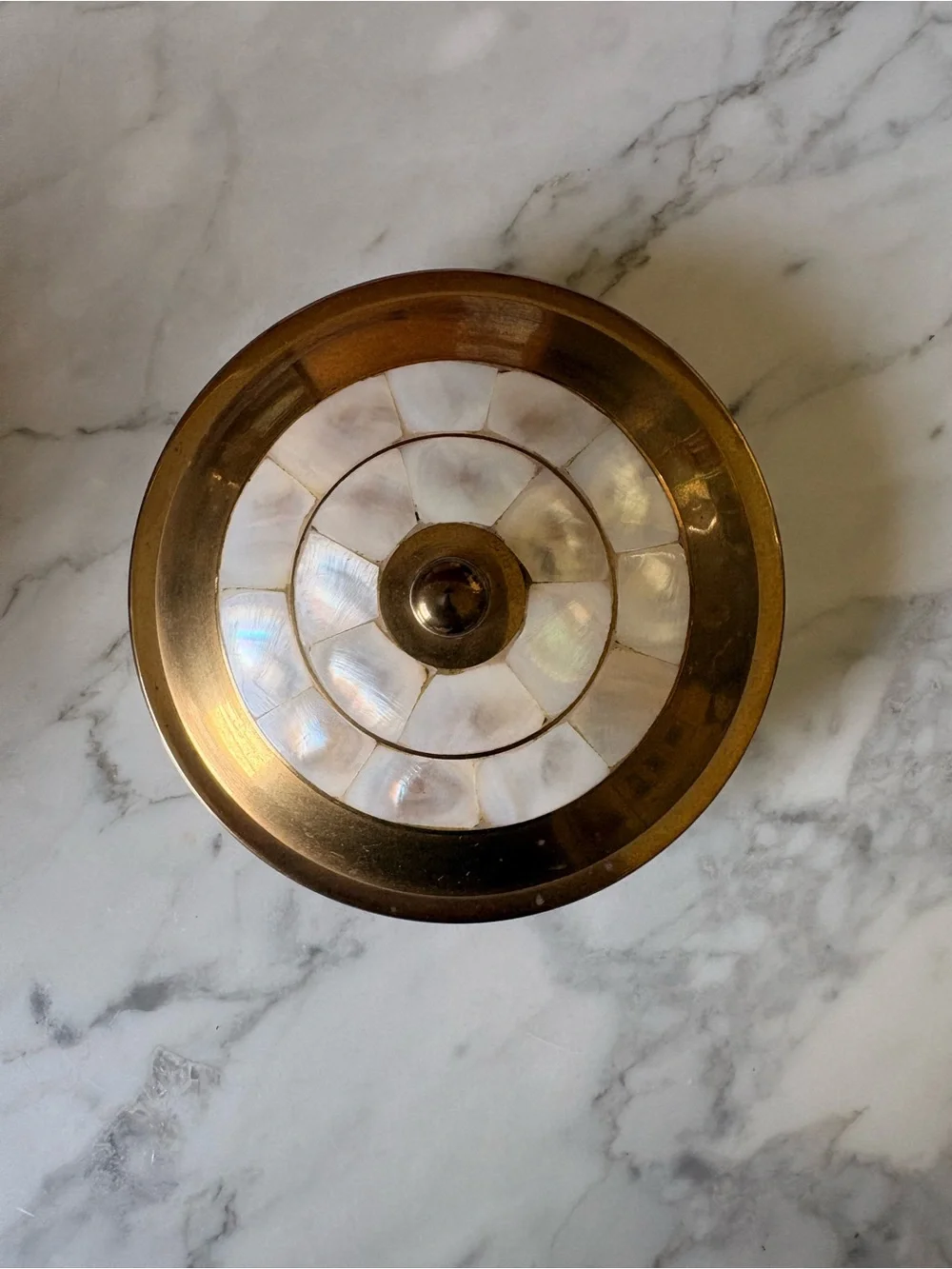 Vintage Brass and Mother-of-Pearl Trinket Box